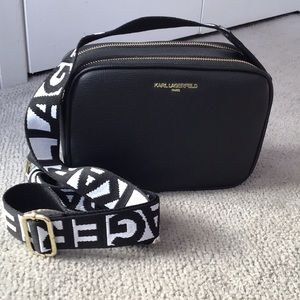 Karl lagerfeld black leather crossbody bag! Brand new without tags